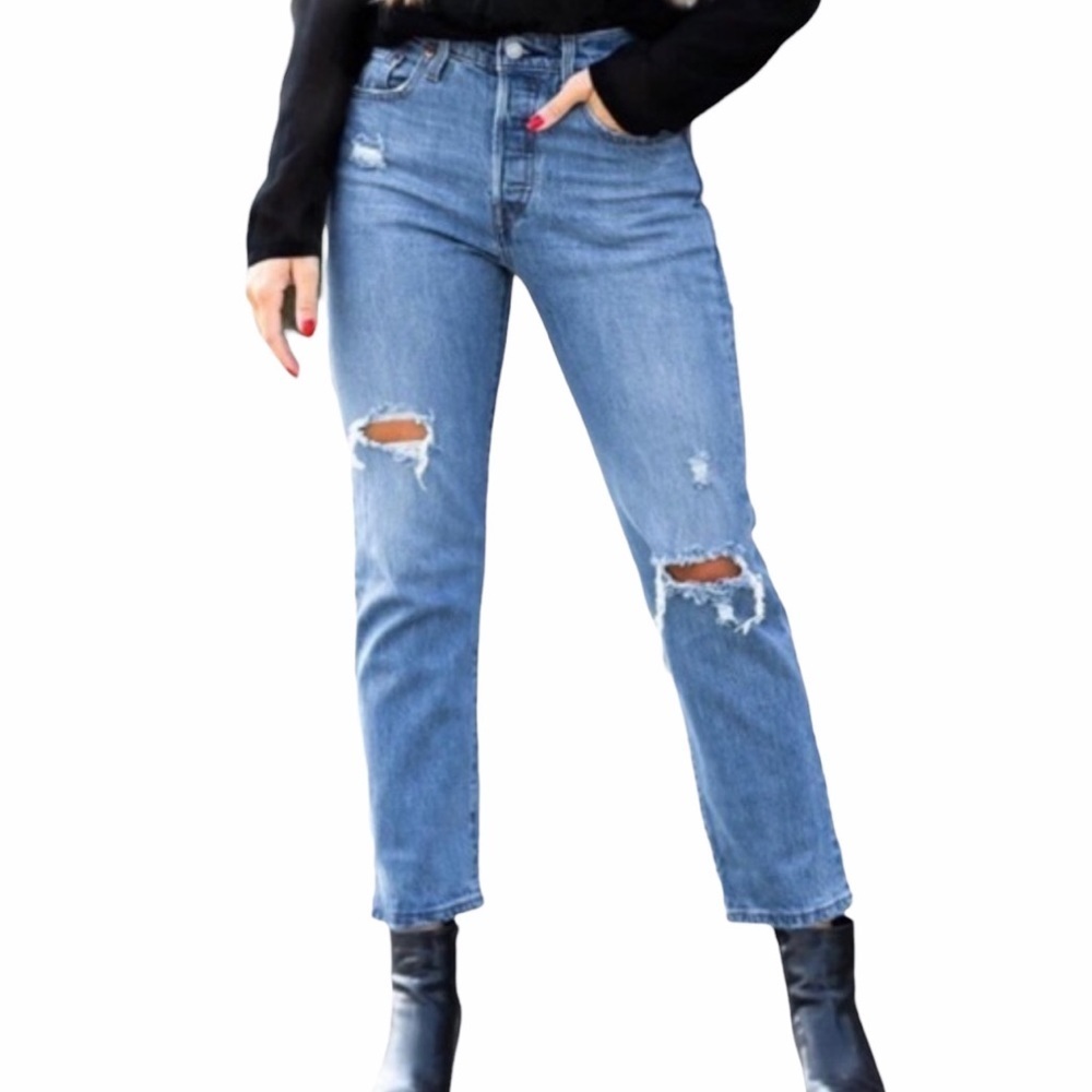 Levi’s 501 High Rise Distressed Button Fly Jeans